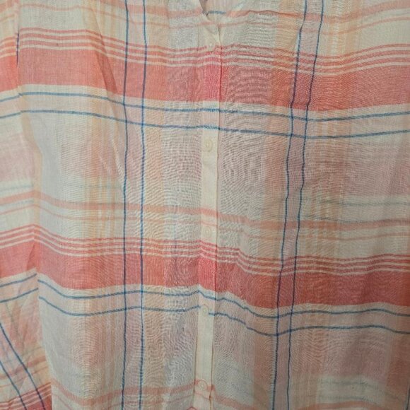 Old Navy Peach Plaid Button Down V-Neck Tank Top XXL - Picture 4 of 5